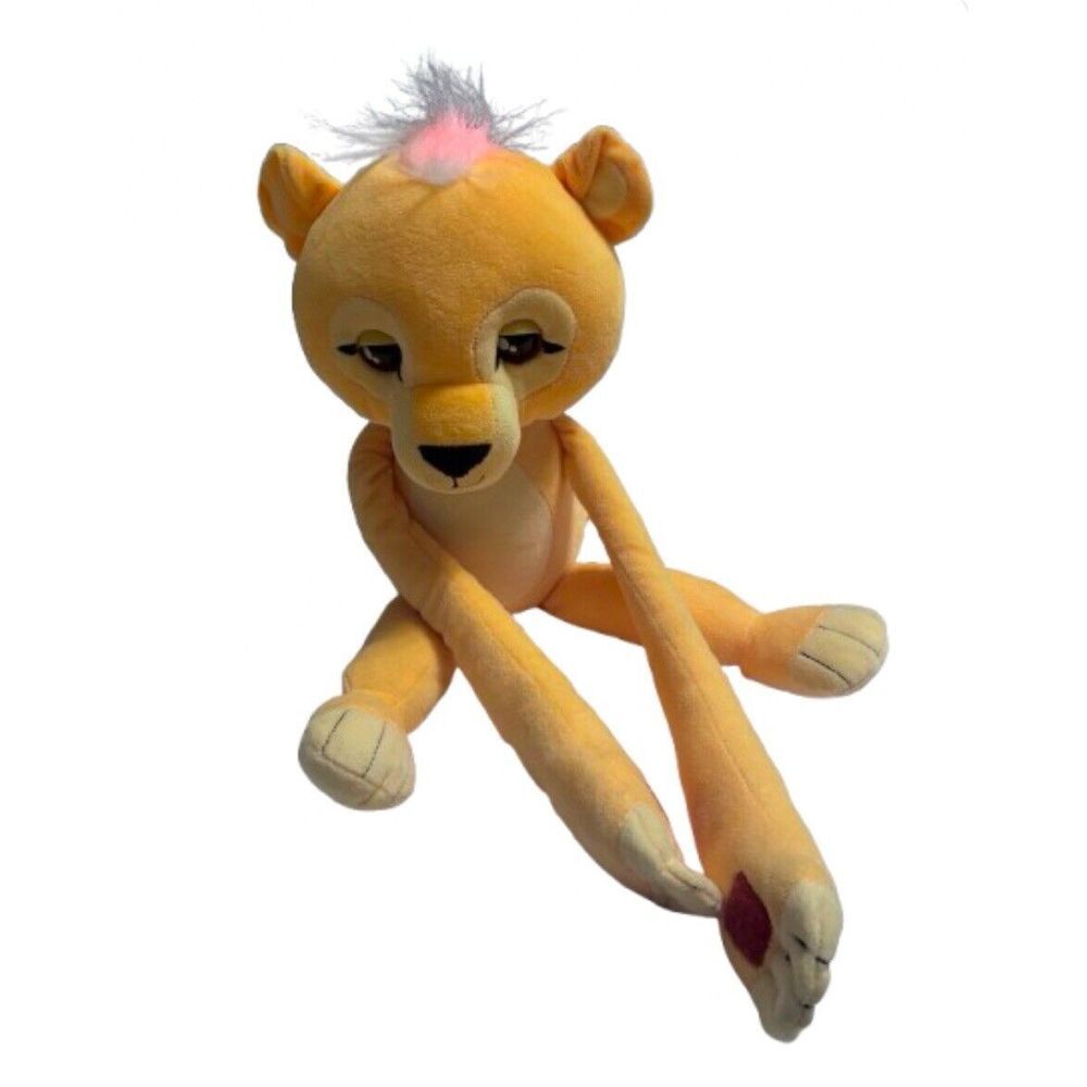 Plush Lion Fingerlings 18" Yellow Interactive Sound Hair Lights Up Batteries VG